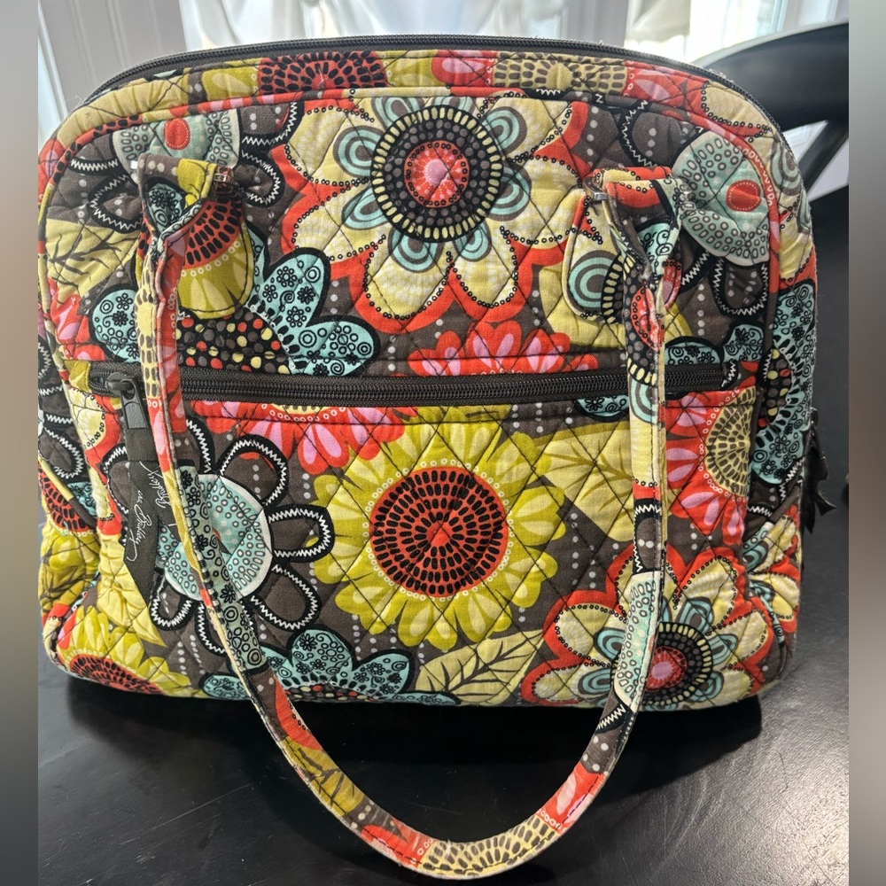 VERA BRADLEY Turn Lock Satchel Flower Shower Retired Quilted Cotton Bag - Picture 4 of 13